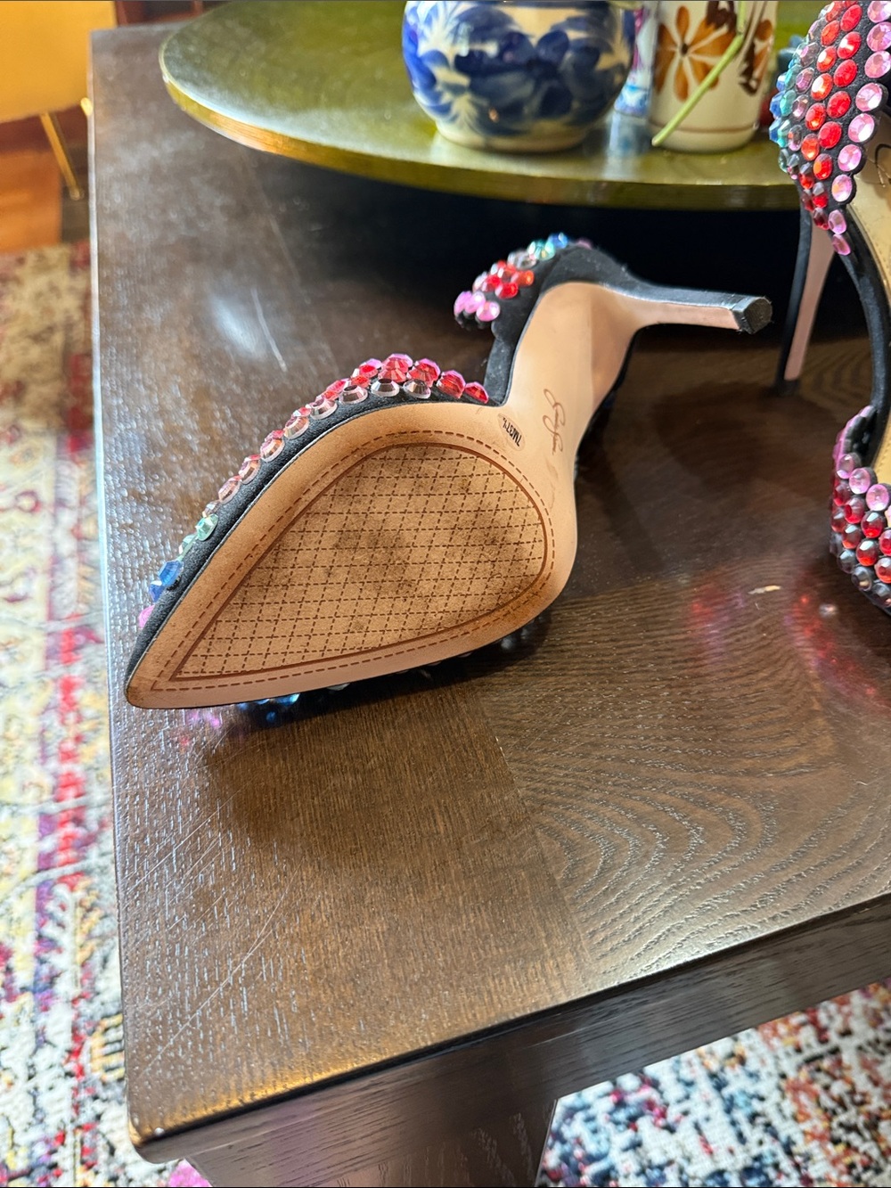 Jessica Simpson Pink Multi Rhinestone Pointed-Toe Stiletto Heels - Picture 2 of 6